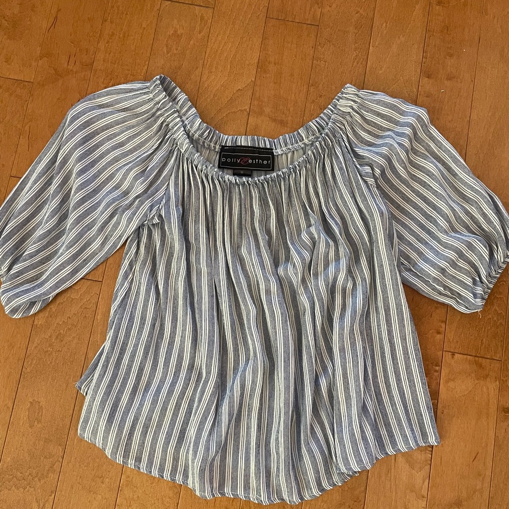 Polly & Esther Blue Striped Blouse